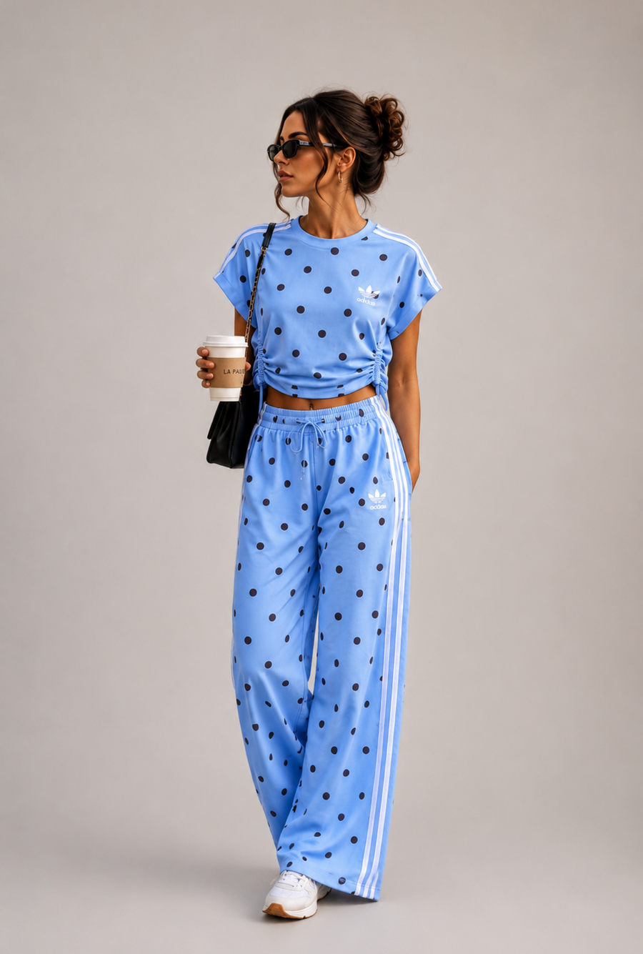 Set - Adidas Sky Blue Polka Dot